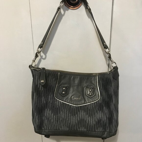 Coach Rushed Sateen Silver Grey Shoulder Bag H1282 F20084 - Picture 1 of 11